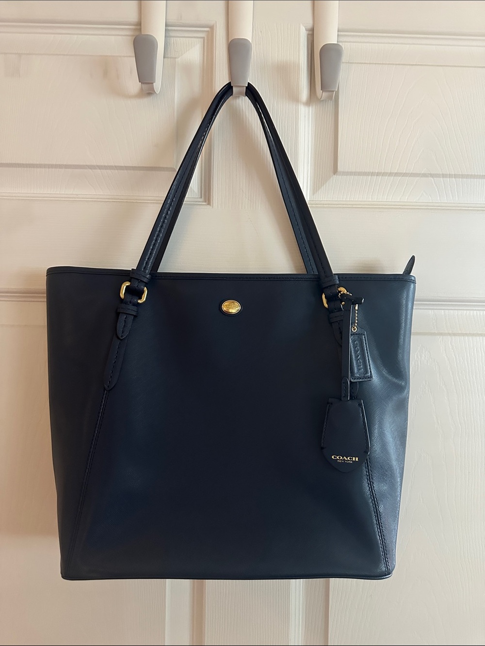 AUTH COACH PEYTON SAFFIANO LEATHER LARGE TOTE BAG PURSE F25667 BLUE RARE